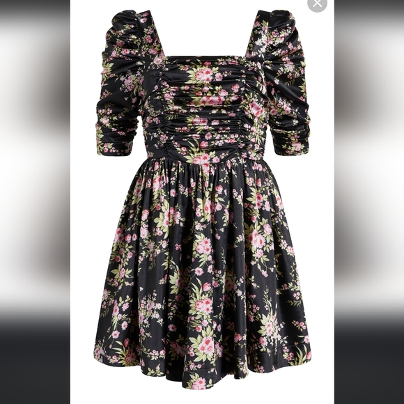 Nwt Revolve likely 4 floral satin babydoll brandie mini dress - Picture 2 of 10